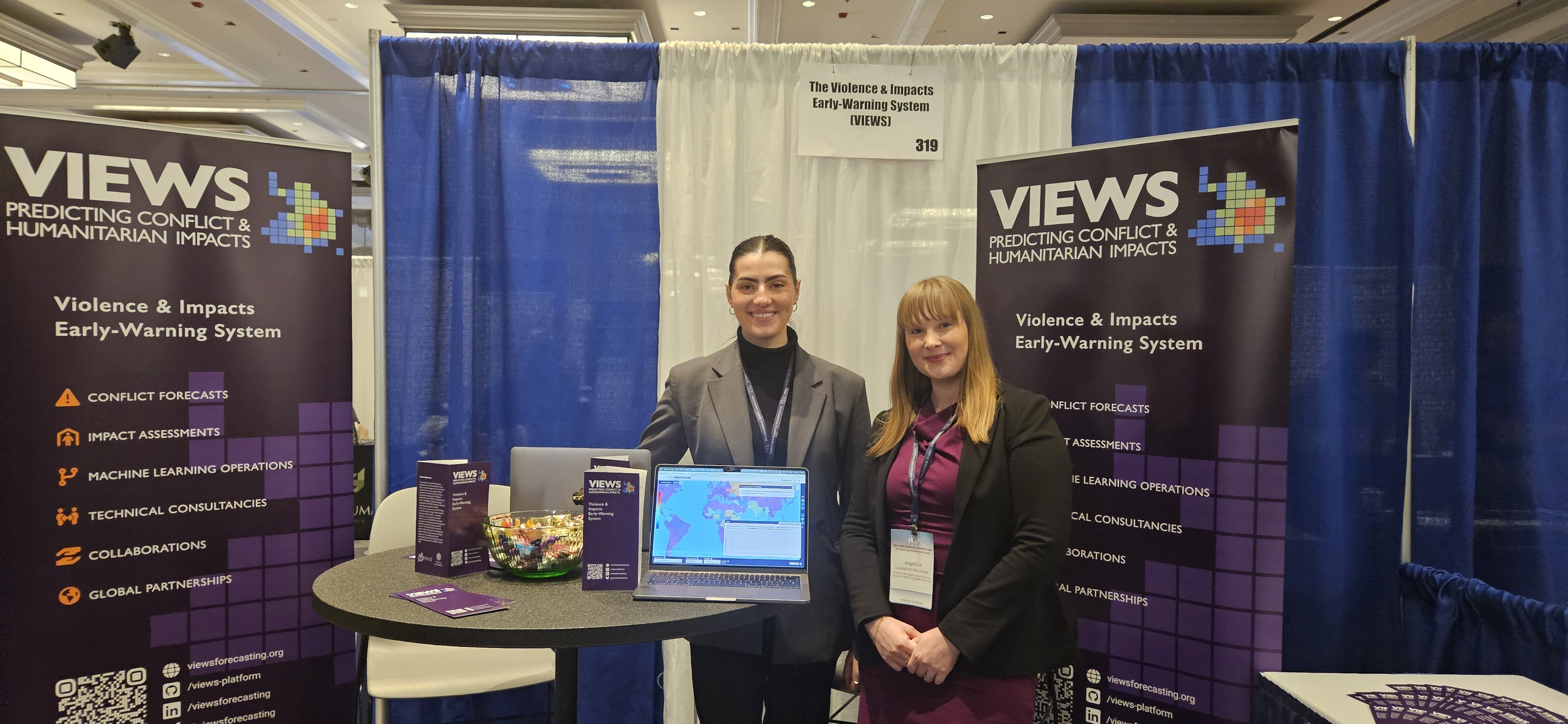 Alexa Timlick and Angelica Lindqvist-McGowan at VIEWS' Exhibition Booth at ISA 2025